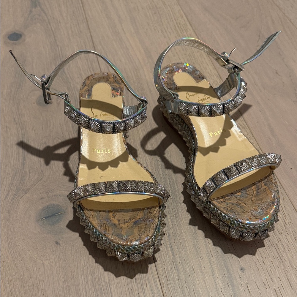 Christian Louboutin Silver Studded Sandals